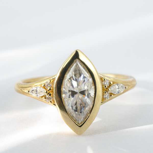 “Stellar Arrow”-Unique Marquise Moissanite Wedding Ring