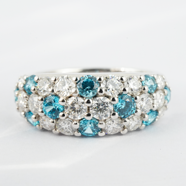 “Cerulean Nocturne”-Luxurious Moissanite and Lab Sapphire Personalized Promise Ring