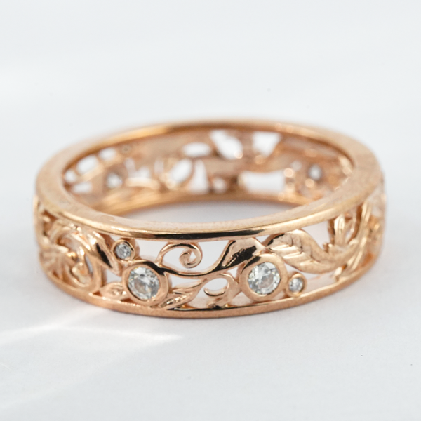 “Emergence Crown”-Unique Moissanite Rose Gold Leaf Band Ring