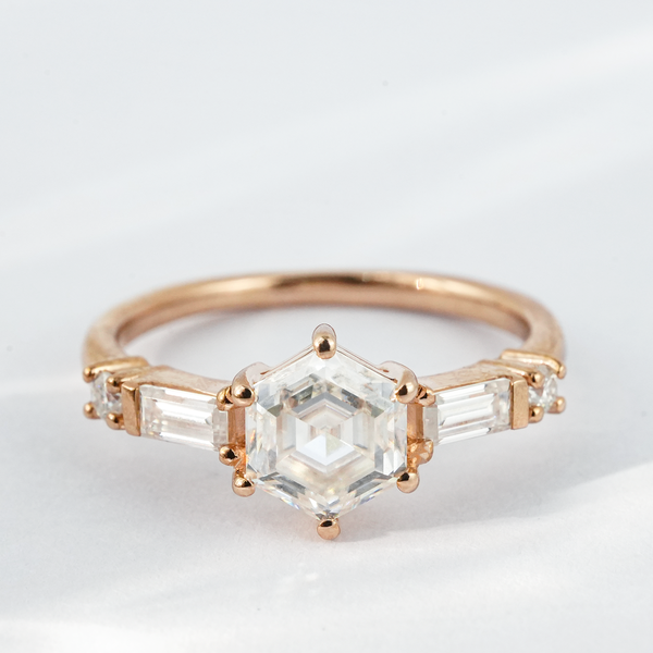 “Fractal Era”-Hexagonal Moissanite Engagement Wedding Ring