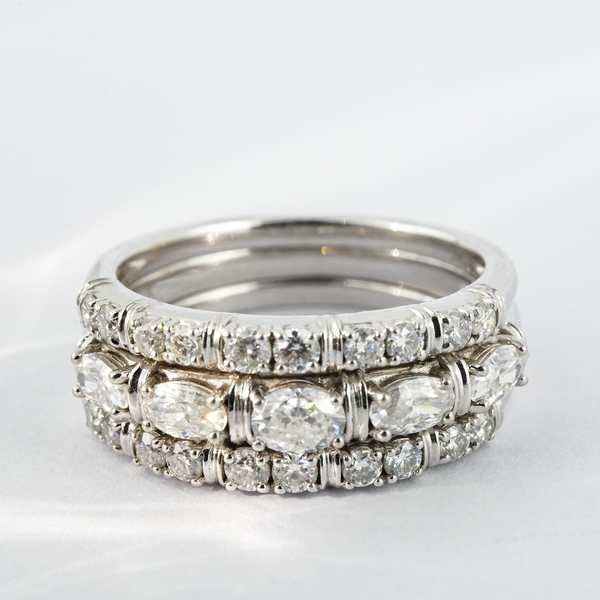 “Celestial Row”-Luxury Moissanite White Gold Three-piece Engagement Wedding Ring Set